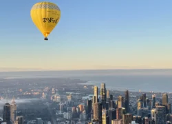 Hot air balloon flying over Melbourne